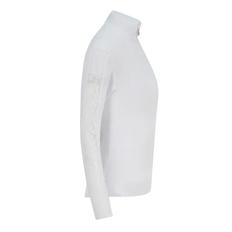Equetech Natalia L/S Lace Competition Shirt in White-3