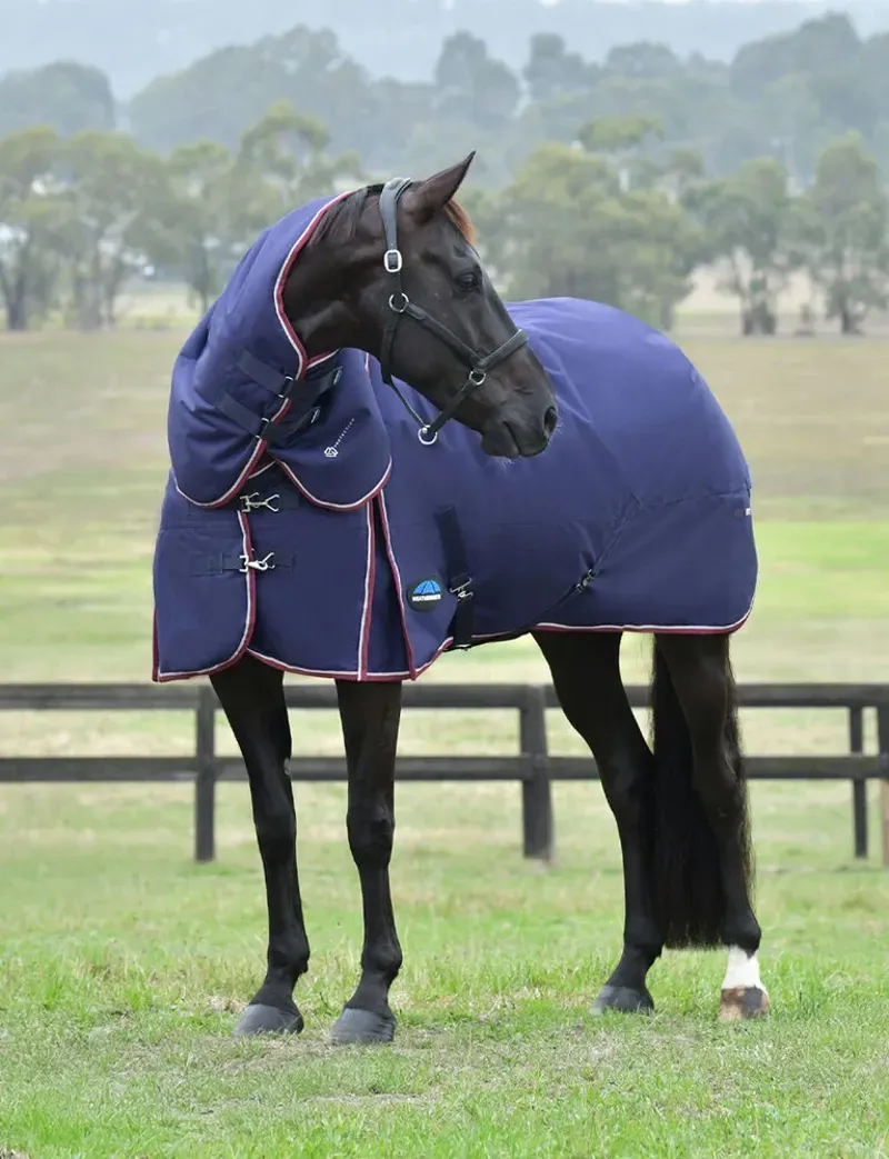 Weatherbeeta Comfitec Essential Turnout Detach-A-Neck 220g Navy/Burgundy 6'6-1