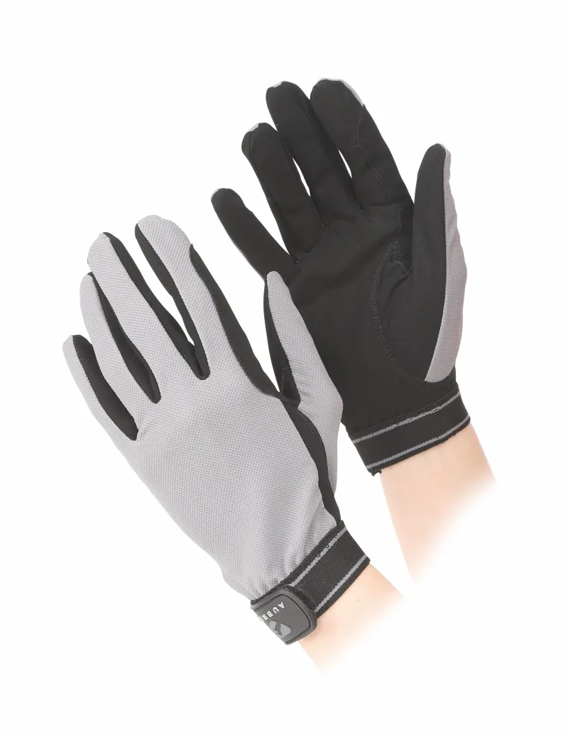 Aubrion Mesh Riding Gloves in Grey