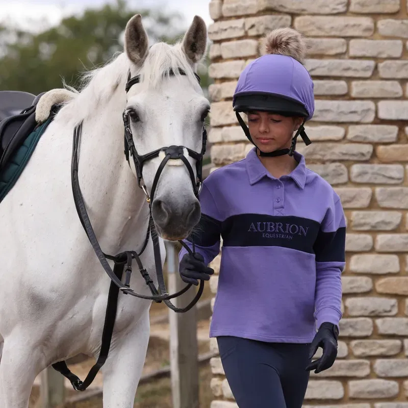 Aubrion Young Rider Equestrian Button Sweatshirt in Midnight/Heather