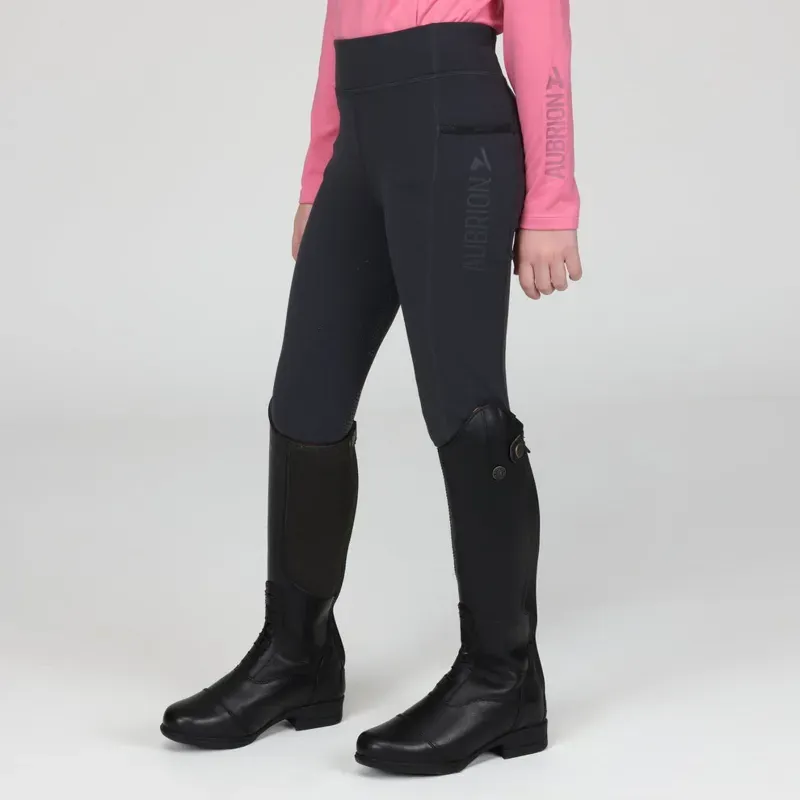 Aubrion Young Rider React Winter Tights in Charcoal