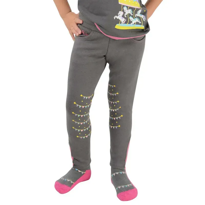 Little Rider Merry Go Round Pull On Jodhpurs in Grey/Pink