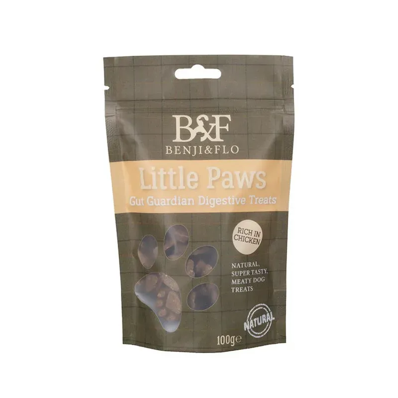 Benji and Flo 100g Little Paws Gut Guardian Digestive Chicken Treats in Brown