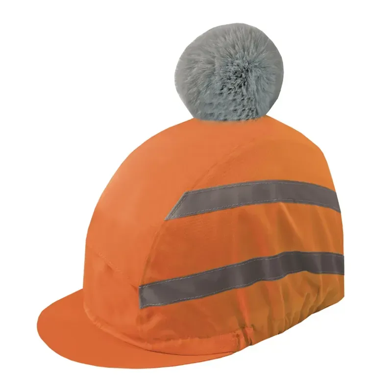 Equetech One Size Hi-Vis Vision Water Resistant Deluxe Pom Hat Silk in Orange