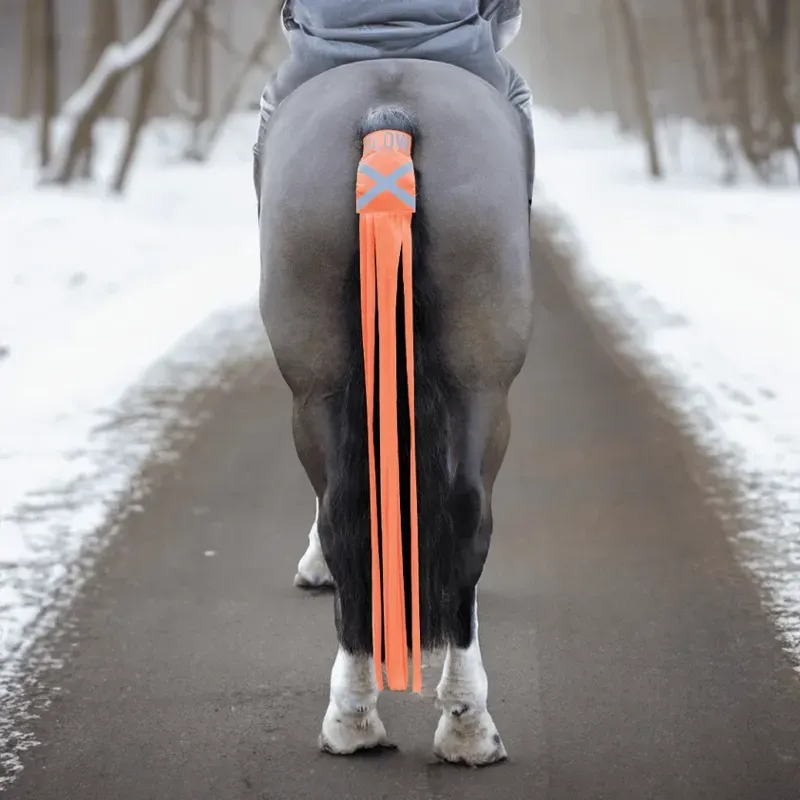 Equetech One Size Hi-Vis Vision Horse Tail Tassels in Orange-1