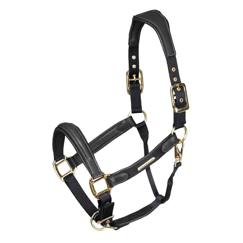 Velociti Lusso Padded Leather Headcollar in Black