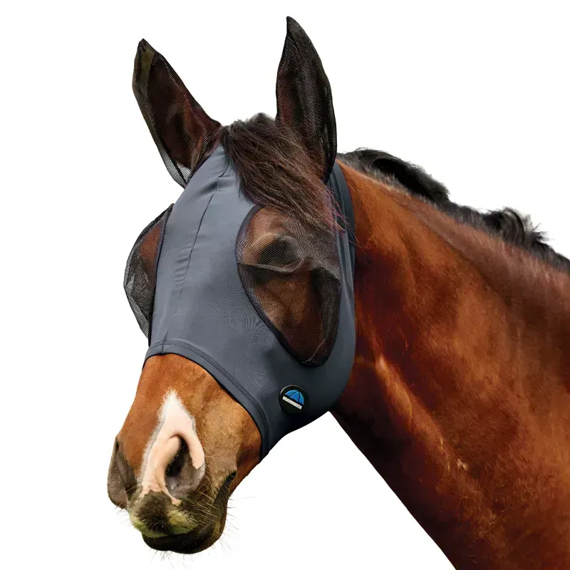 WB Comfitec Deluxe Stretch Fly Mask Ears Charcoal/Black XS