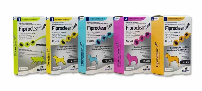 Norbrook Fiproclear Spot-On 3 pipettes - Medium Dogs 10-20kg