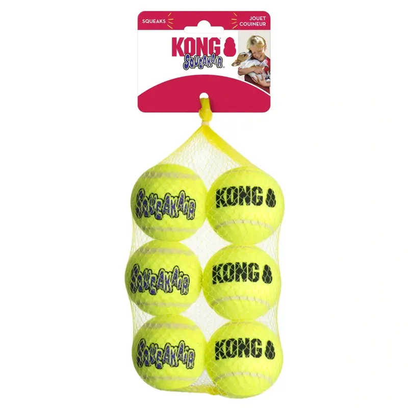 KONG 6 Pack Small Holiday SqueakAir Balls Dog Toy in Green
