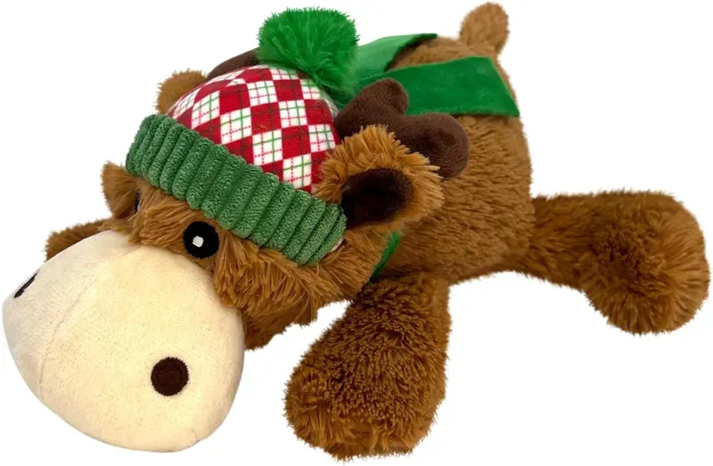 Kong Medium Holiday Cozie Reindeer Dog Toy in Brown