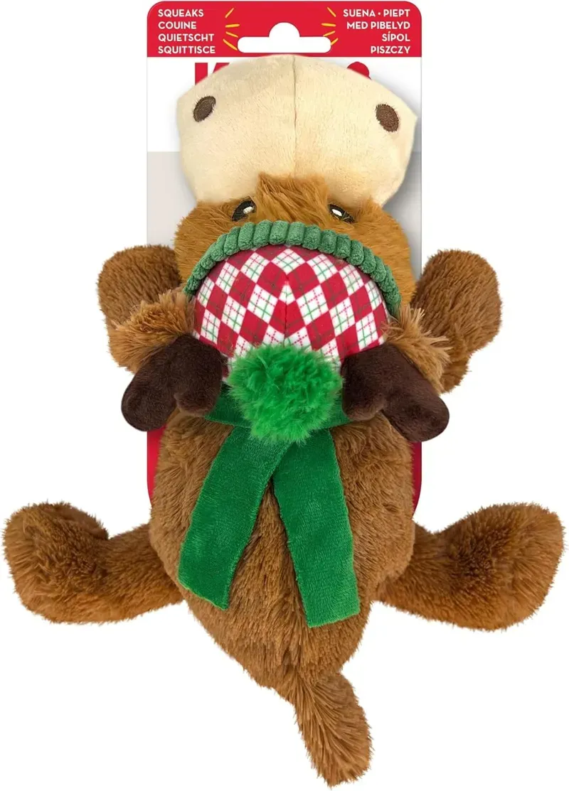 Kong Medium Holiday Cozie Reindeer Dog Toy in Brown-1