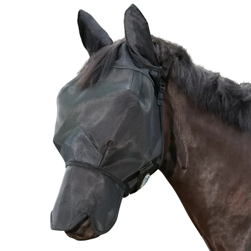 Weatherbeeta Comfitec Deluxe Fly Mask with Ears & Nose Black Full