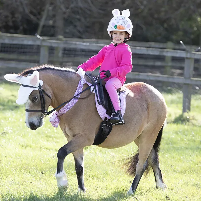 Equetech One Size Bunny Rabbit Horse Chest Bow in Pink Print-1
