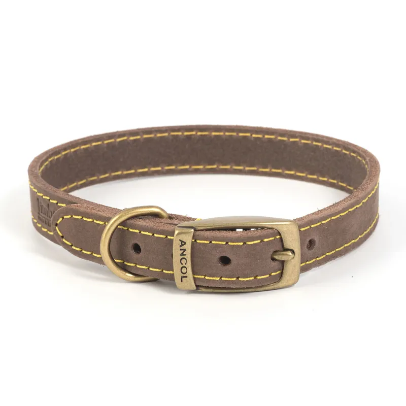 Ancol Timberwolf Leather Collar in Sable