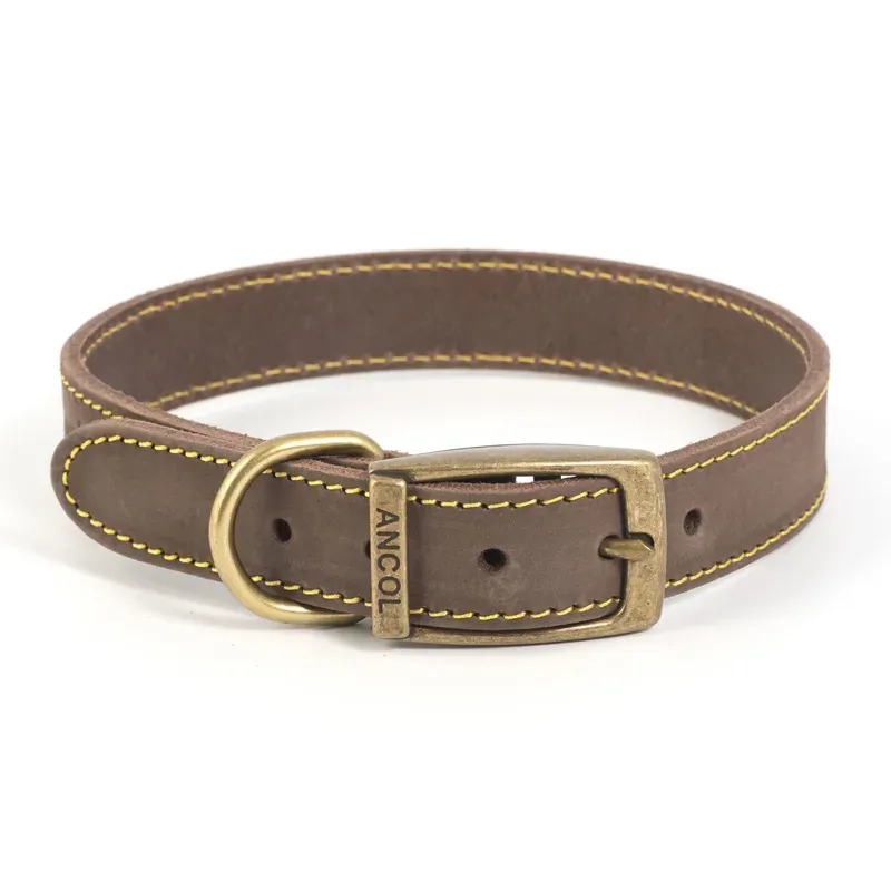 Ancol Timberwolf Leather Collar in Sable