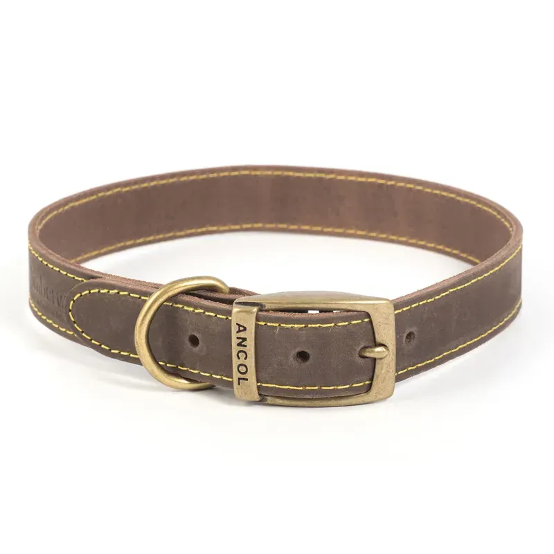Ancol Timberwolf Leather Collar in Sable