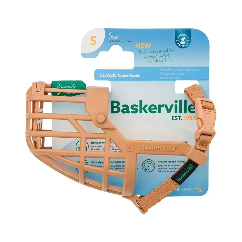 Baskerville Size 5 Classic Basket Muzzle in Tan