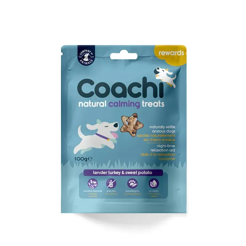 Coachi 100gm Natural Calming Treats Turkey and Sweet Potato in Blue