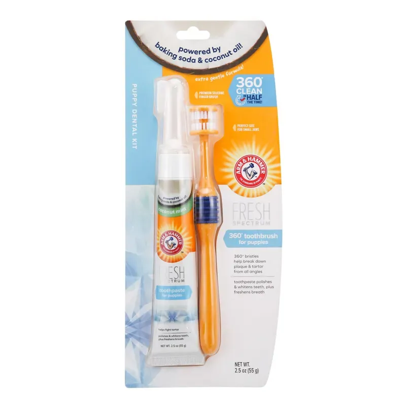 Arm and Hammer Fresh Coconut Dental Kit For Puppy/Small Dog in Yellow