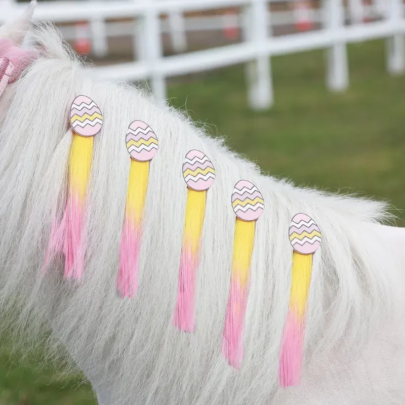 Equetech Easter Egg Mane Tassels 5 Pack in Pink-1