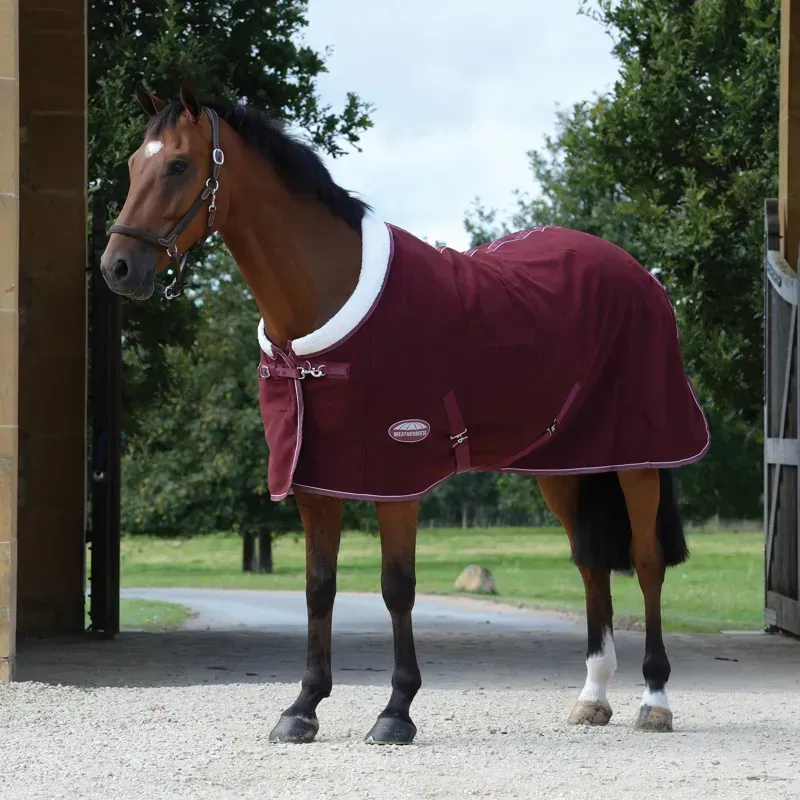 WeatherBeeta Standard Neck Sherpa Fleece Cooler in Maroon/White