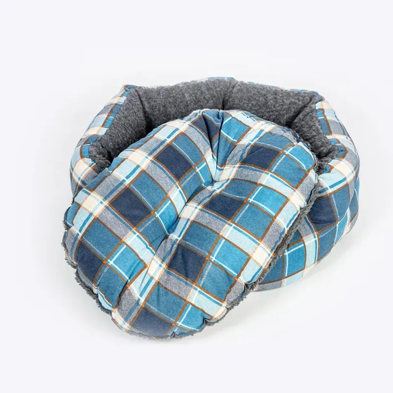 Danish Design 89cm FatFace Fleece Check Deluxe Slumber Bed in Grey/Blue-1