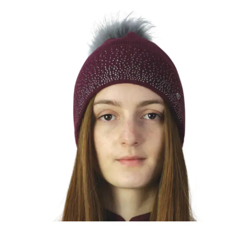 Hy Equestrian Synergy Diamante Bobble Hat in Fig