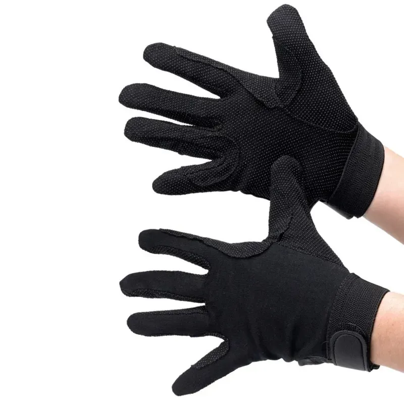 Hy Equestrian Cotton Pimple Palm Gloves in Black