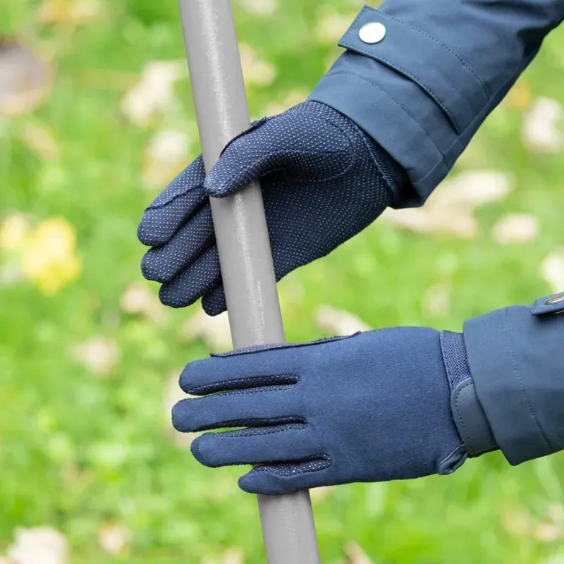 Hy Equestrian Cotton Pimple Palm Gloves in Navy