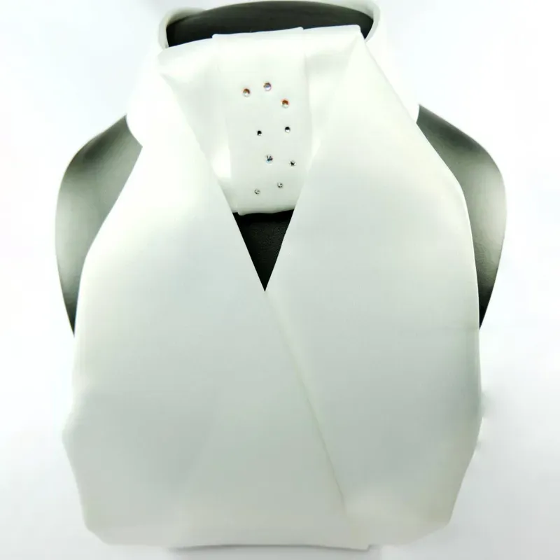 ShowQuest Tied Chique Stock with Diamond Swarovski Crystals in White