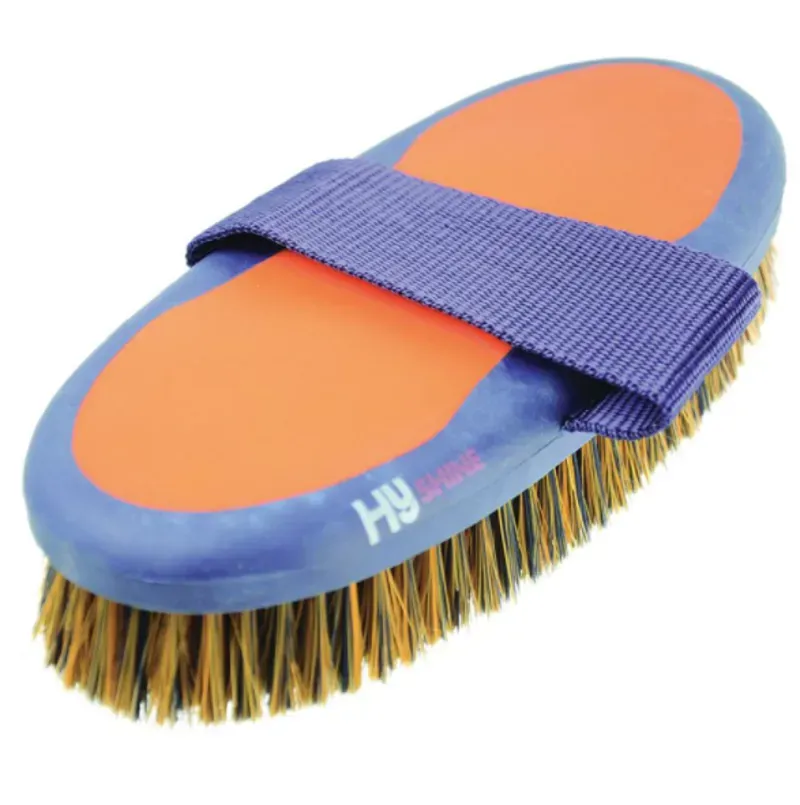 Hy Shine Pro Groom Body Brush in Navy/Orange