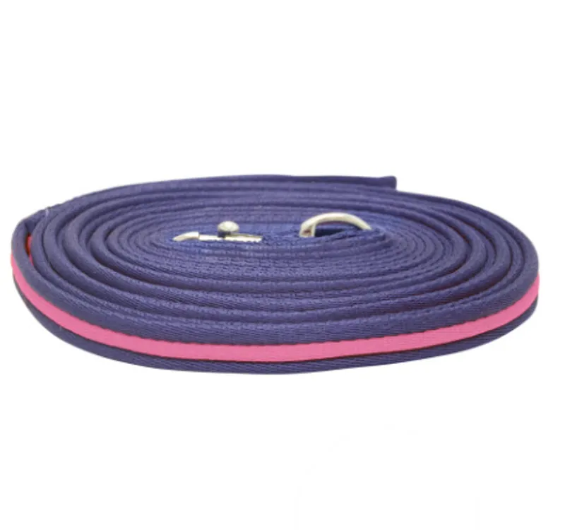Hy Soft Webbing Lunge Rein in Navy/Pink