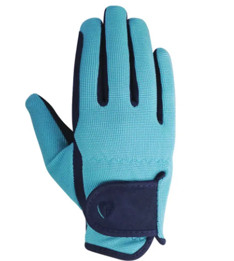 Hy Equestrian Belton Childrens Riding Gloves in Navy/Teal