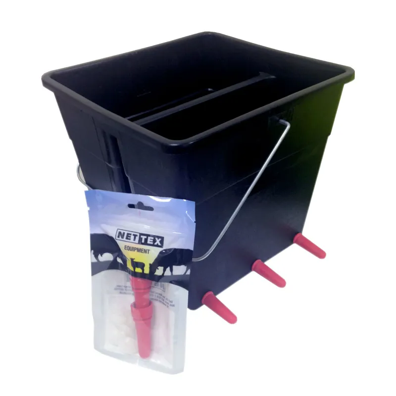 Nettex 6-teat Feeder Bucket and Valve Assembly Pack in Black/Red
