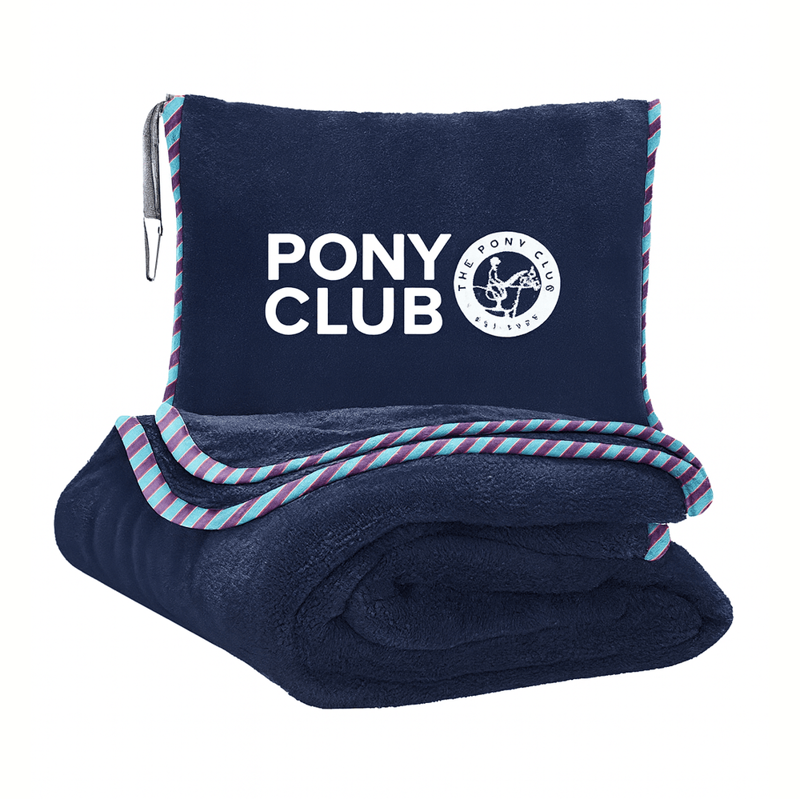 Equetech Official Pony Club 2-In-1 Blanket / Travel Pillow in Navy