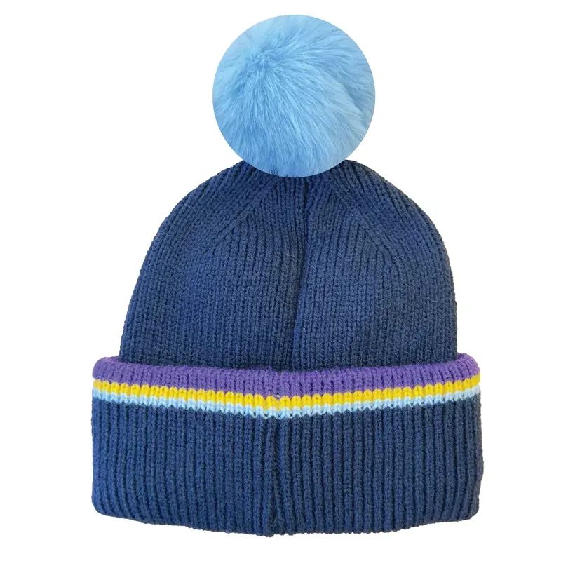 Equetech Junior Official Pony Club Recycled Knit Pom Hat in Navy-1