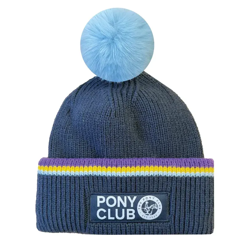 Equetech Junior Official Pony Club Recycled Knit Pom Hat in Navy