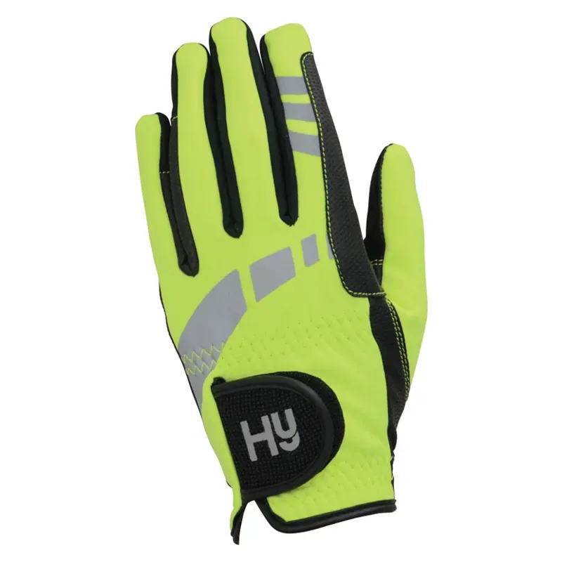 Hy Equestrian Extreme Reflective Softshell Gloves in Yellow