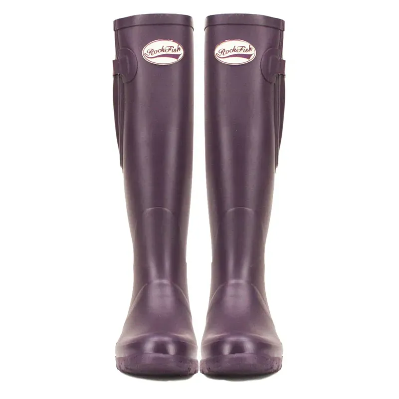 Rockfish Women's Lined Tall Adjustable Matt Wellington Boots in Purple-1