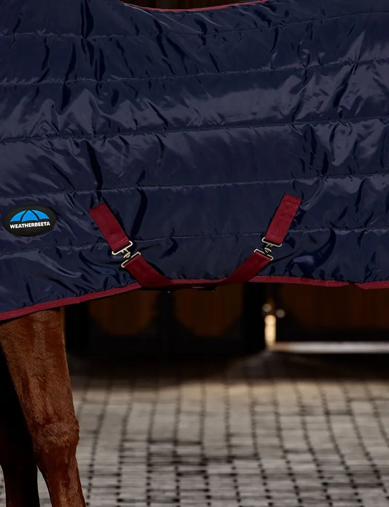 Weatherbeeta Comfitec 210D Channel Quilt Stable Standard Neck 220G Navy/Burgundy-2