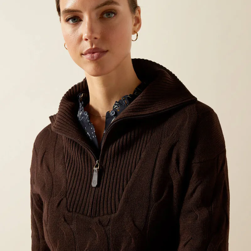 Ariat Wms Alamere 1/2 Zip Sweater Coffee Bean-2