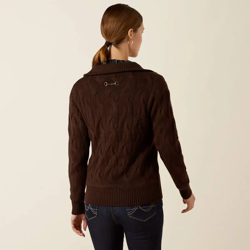 Ariat Wms Alamere 1/2 Zip Sweater Coffee Bean-1