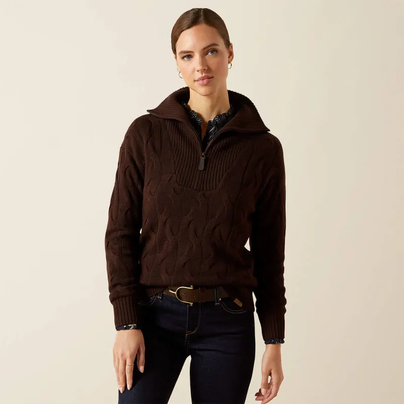 Ariat Wms Alamere 1/2 Zip Sweater Coffee Bean