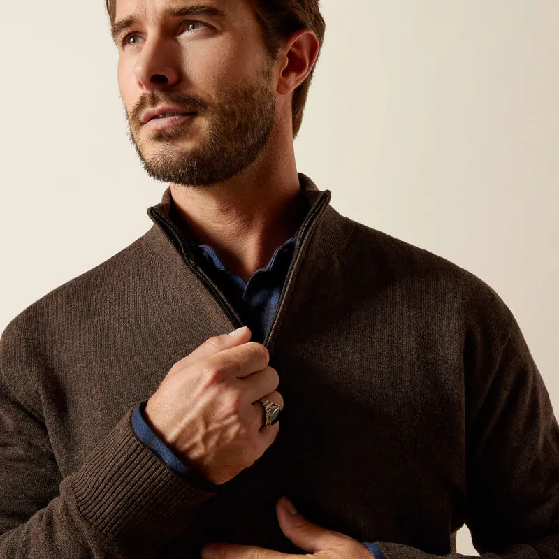 Ariat Mens Bolinas 1/4 Zip Sweater Brown Heather-2