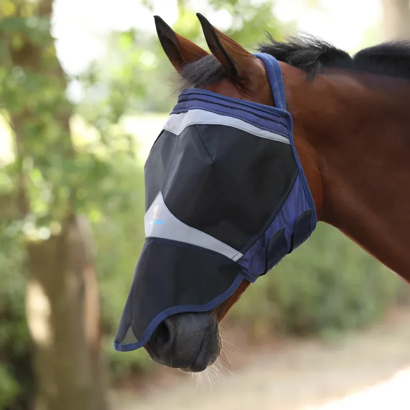 FlyGuard Pro Fine Mesh Earless Fly Mask With Nose NAVY
