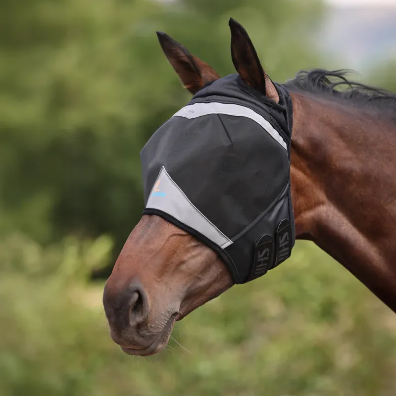 FlyGuard Pro Fine Mesh Fly Mask With Ear Holes JET