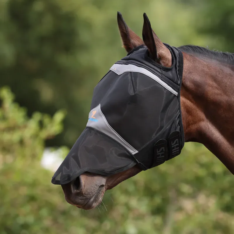 FlyGuard Pro Fine Mesh Fly Mask With Ear Hole and Nose JET