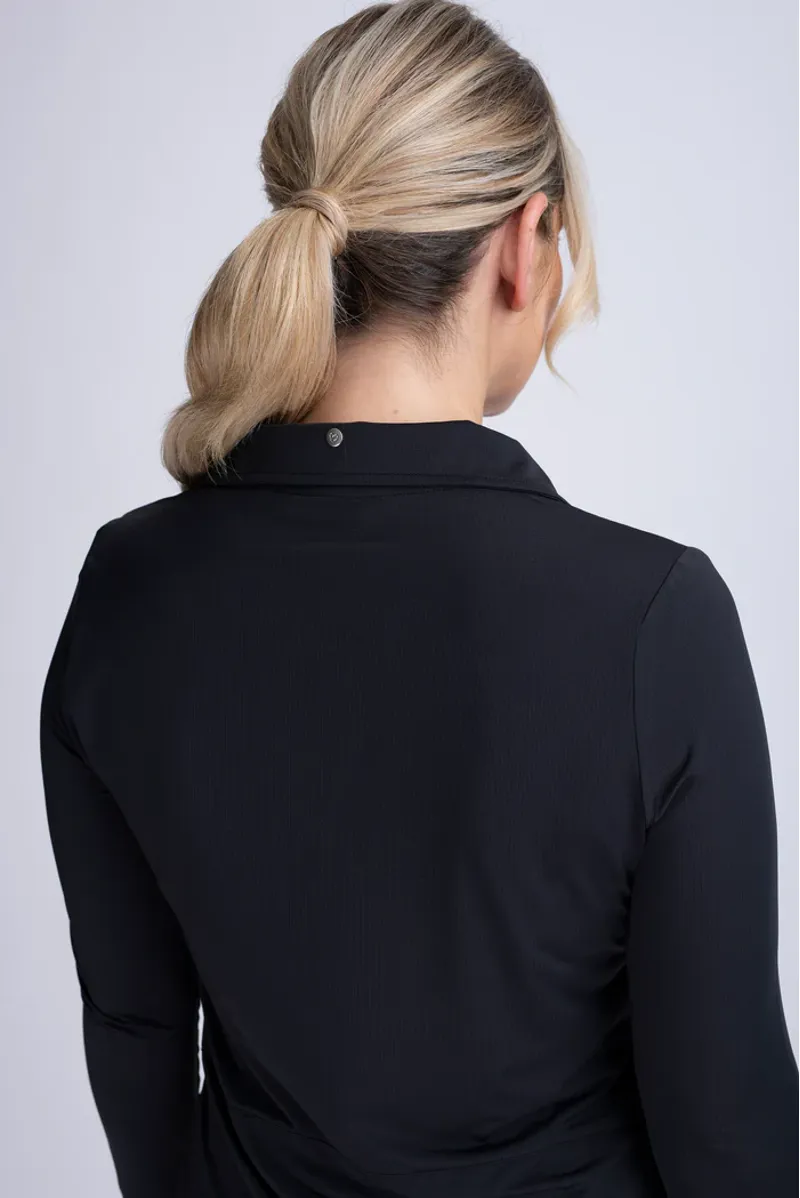 Mochara V Neck Long Sleeve Shirt Black-1