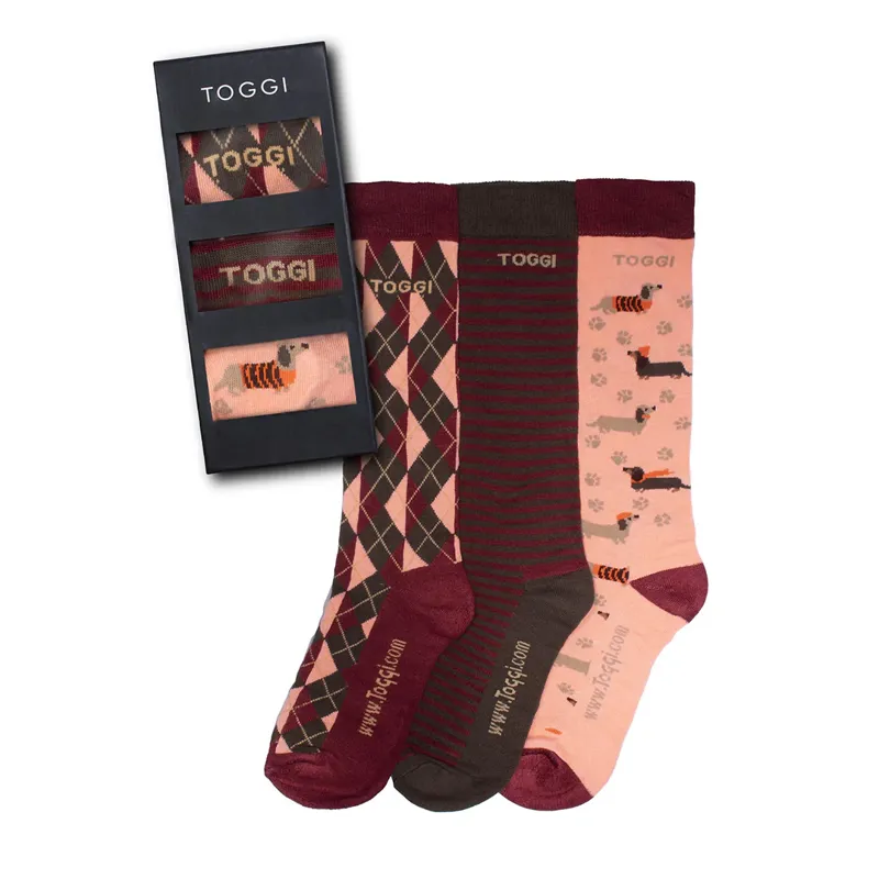 Loughty Womens 3 Pack Socks Burgundy