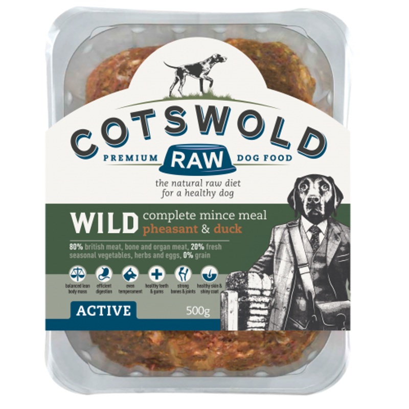 Cotswold Raw 80/20 Adult Working Active Wild - Pheasant and Duck Mince-1